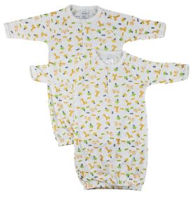 Infant Gowns - 2 Pack (Color: White/Yellow, size: Newborn)