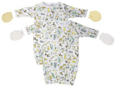 Unisex Newborn Baby 4 Piece Gown Set (Color: White, size: Newborn)