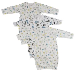 Girls Print Infant Gowns - 3 Pack (Color: White, size: Newborn)