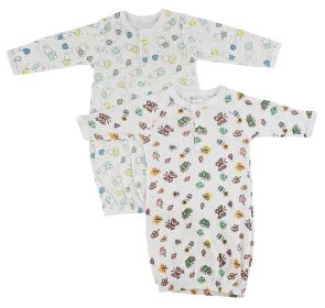 Girls Print Infant Gowns - 2 Pack (Color: White, size: Newborn)