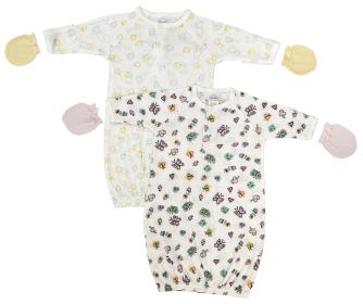 Newborn Baby Girl 4 Piece Gown Set (Color: White/Pink, size: Newborn)