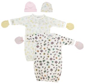 Newborn Baby Girl 6 Piece Gown Set (Color: White/Pink, size: Newborn)
