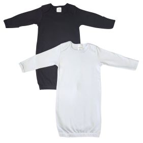 Newborn Baby Boy 2 Piece Gown Set (Color: Black/Blue, size: Newborn)
