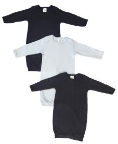 Newborn Baby Boy 3 Piece Gown Set (Color: Black/Blue, size: Newborn)