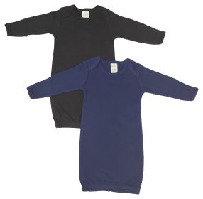 Unisex Newborn Baby 2 Piece Gown Set (Color: Black/Navy, size: Newborn)