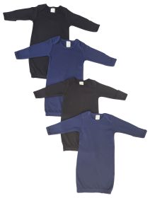 Unisex Newborn Baby 4 Piece Gown Set (Color: Black/Navy, size: Newborn)