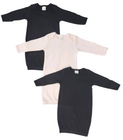 Newborn Baby Girl 3 Piece Gown Set (Color: Black/Pink, size: Newborn)