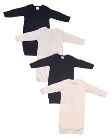 Newborn Baby Girl 4 Piece Gown Set (Color: Black/Pink, size: Newborn)