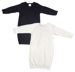 Unisex Newborn Baby 2 Piece Gown Set (Color: Black/White, size: Newborn)