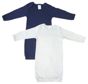 Newborn Baby Boy 2 Piece Gown Set (Color: White/Blue, size: Newborn)