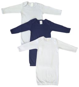 Newborn Baby Boy 3 Piece Gown Set (Color: White/Blue, size: Newborn)