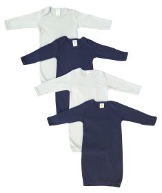 Newborn Baby Boy 4 Piece Gown Set (Color: White/Blue, size: Newborn)