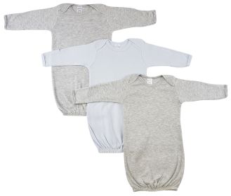 Boy Newborn Baby 3 Piece Gown Set (Color: Heather Grey/Blue, size: Newborn)