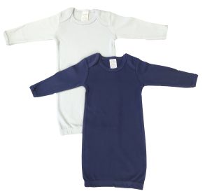 Newborn Baby Boy 2 Piece Gown Set (Color: Blue/Navy, size: Newborn)