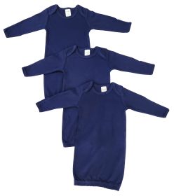 Unisex Newborn Baby 3 Piece Gown Set (Color: navy, size: Newborn)