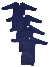 Unisex Newborn Baby 4 Piece Gown Set (Color: navy, size: Newborn)