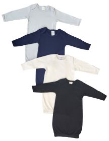 Newborn Baby Boy 4 Piece Gown Set (Color: White/Black/Blue/Navy, size: Newborn)
