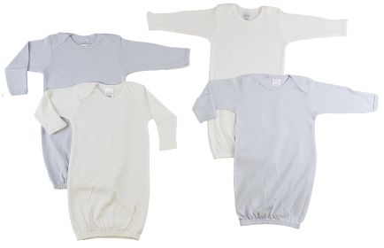Infant Gowns - 4 Pack (Color: White/Blue, size: Newborn)