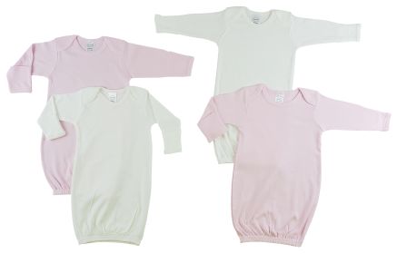 Infant Gowns - 4 Pack (Color: White/Pink, size: Newborn)
