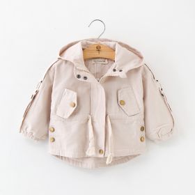 Children's European And American Solid Color Trench Coat (Option: Beige-130cm)