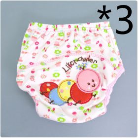 Summer Embroidered Baby Cotton Learning Pants  Diaper Pocket  Waterproof Training Pants  Leak-Proof Breathable Bread Pants (Option: 3pcs Caterpillar-90 yards)