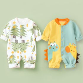 Cotton Long Sleeved Spring Clothing Children's Jumpsuit (Option: Small Forest Dinosaur Giraffe-80cm)
