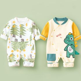 Cotton Long Sleeved Spring Clothing Children's Jumpsuit (Option: Little Forest Little Dinosaur-80cm)
