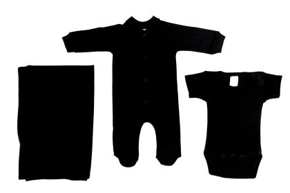Black 3 Piece Layette Set (Color: Black, size: small)