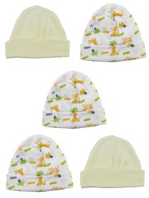 Boys Baby Cap (Pack of 5) (Color: Yellow, size: One Size)