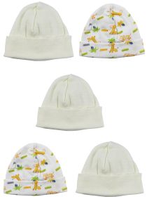 Beanie Baby Caps (Pack of 5) (Color: White/Prints, size: One Size)