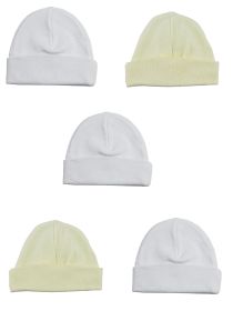 Beanie Baby Caps (Pack of 5) (Color: White/Yellow, size: One Size)