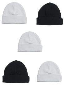 Boys Baby Cap (Pack of 5) (Color: White/Black, size: One Size)