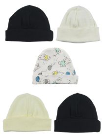 Beanie Baby Caps (Pack of 5) (Color: Black/Yellow/Print, size: One Size)