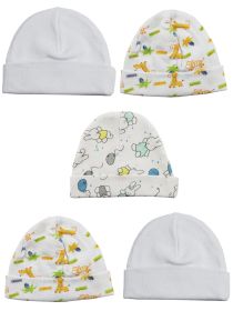 Beanie Baby Caps (Pack of 5) (Color: White/Print, size: One Size)