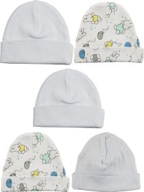 Boys Baby Cap (Pack of 5) (Color: Blue/White/Print, size: One Size)