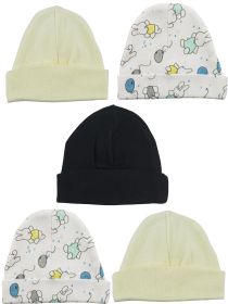 Beanie Baby Caps (Pack of 5) (Color: White/Yellow/Black/Print, size: One Size)