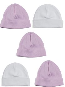 Girls Baby Cap (Pack of 5) (Color: Pink/White, size: One Size)