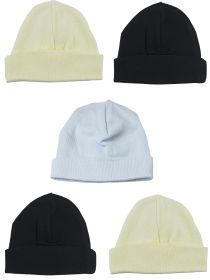 Boys Baby Caps (Pack of 5) (Color: Blue/Black/Yellow, size: One Size)