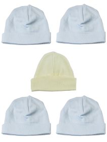 Boys Baby Caps (Pack of 5) (Color: Blue/Yellow, size: One Size)