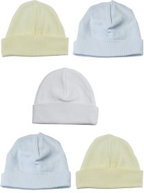 Boys Baby Caps (Pack of 5) (Color: Blue/White/Yellow, size: One Size)