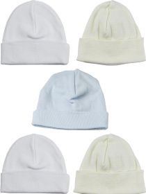 Boys Baby Caps (Pack of 5) (Color: Blue/Yellow/White, size: One Size)