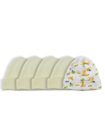 Baby Cap (Pack of 5) (Color: Yellow/Print, size: One Size)