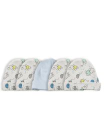 Baby Cap (Pack of 5) (Color: Blue/Print, size: One Size)