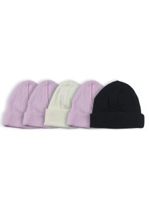 Girls Baby Cap (Pack of 5) (Color: Pink/Black/White, size: One Size)