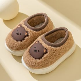 Children's Non Slip Cotton Slippers (Option: Inner Length 15cm-Camel Bear)