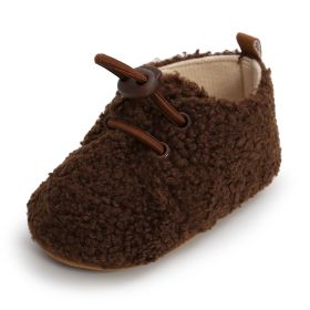 Baby Warm Toddler Soft Sole Shoes (Option: Dark Brown-11cm)