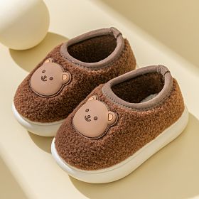 Children's Non Slip Cotton Slippers (Option: Inner Length 13cm-Coffee Bear)