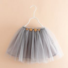 New Tutu Skirt Korean Princess Children's Mesh Dress Baby Dance Pettiskirt (Option: Gray-90cm)