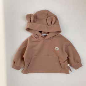 Children's Autumn Bear Hooded Sweatshirt (Option: Coffee-100cm)