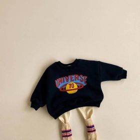 Baby Chunqiu Planet Pullover Long Sleeve Sweater (Option: Black-80cm)